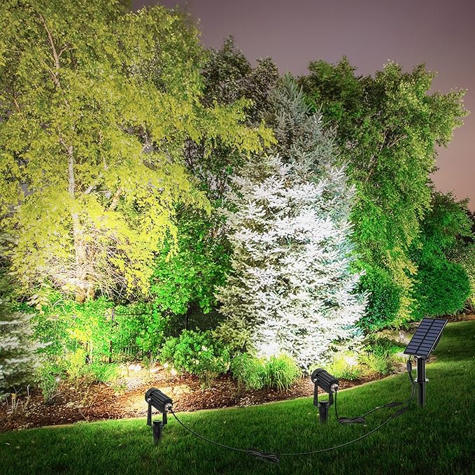 Solar Spot Lights Outdoor, 2-in-1 Solar Landscape Spotlights IP65 Waterproof 9.8ft Cable,Auto On/Off Outdoor Wall Lights for Garden Yard Driveway Porch Walkway Pool(6000K White)