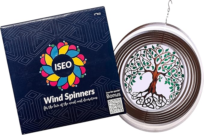 Tree of Life Wind Spinners for Yard and Garden, Metal Ornaments for Garden Décor, Outdoor Wind Spinner, Tree of Life Gifts, Outdoor Garden Decoration, 15 inch Tree of Life Wall Décor by ISEO