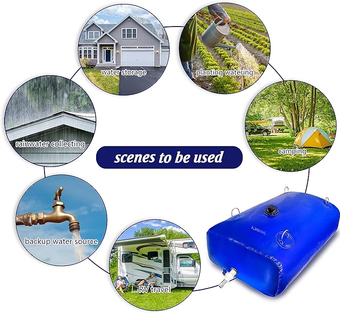30Gal Portable Water Storage Bladder, Foldable Large Capacity Container Water Tank, Agricultural Irrigation, Camping, Firefighting, Outdoor Household Water