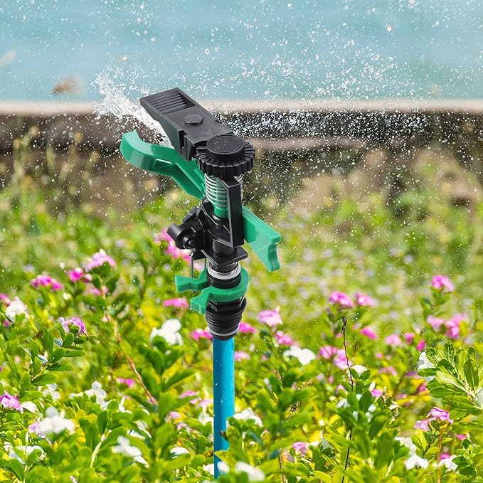 1/2 Inch Plastic Impact Sprinklers Heads Adjustable 0-360 Degree Pulsating Oscillating Watering Sprinkler Head for Garden Law Grass Yard Irrigation Supplies (4 Pieces)