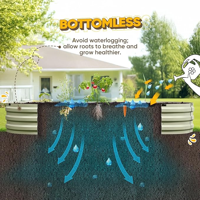 KING BIRD Raised Garden Bed Kit 2025 Upgraded Quick-Setup Galvanized Planter Garden Box Outdoor for Gardening, Vegetables, Flowers, 94x36x12 in, Olive Green