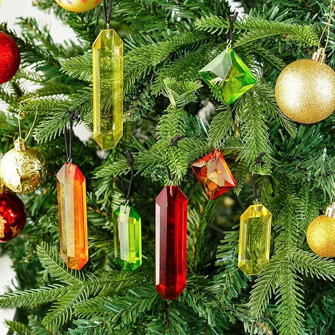 HDCRYSTALGIFTS 7PCS Sun Catchers Crystals Hanging Ornament,Christmas Decorations,Rainbow Prisms Hanging Crystals for Window Indoor Garden Decor (Season Design)