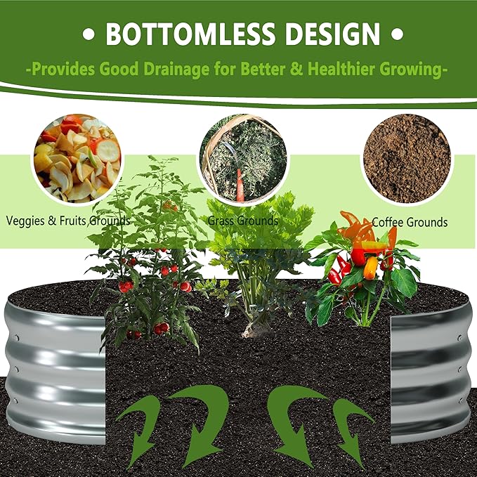 8x2x1ft(2 Pack) Oval Galvanized Raised Garden Bed,Outdoor Planter Box Metal Patio Kit Planting Bed for Vegetables Flowers and Succulents