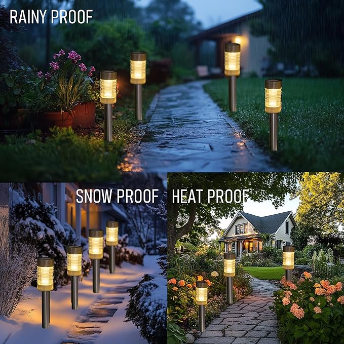 Dazzle Bright Solar Pathway Lights Outdoor, 12 Pack LED Solar Powered Waterproof Garden Lights, Landscape Lighting for Walkway Driveway Lawn Patio Yard Decoration, Warm White