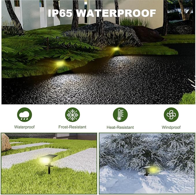 Solar Spot Lights Outdoor, 3 Lighting Modes Solar Outdoor Lights for Garden Yard Outside Landscape, 2 Pack Warm