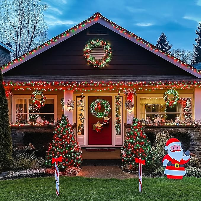 JMEXSUSS 200 LED Red White and Green Christmas Lights Outdoor, 66ft String Lights Indoor Clear Wire, Christmas Tree Lights Plug in for Bedroom Tree Christmas Party Decorations