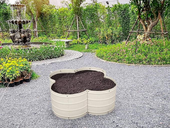Galvanized Raised Garden Beds Outdoor // 3×3×1 ft Planter Raised Beds for Gardening, Vegetables, Flowers // Large Metal Garden Box (White) // Patented Tool-Free Design