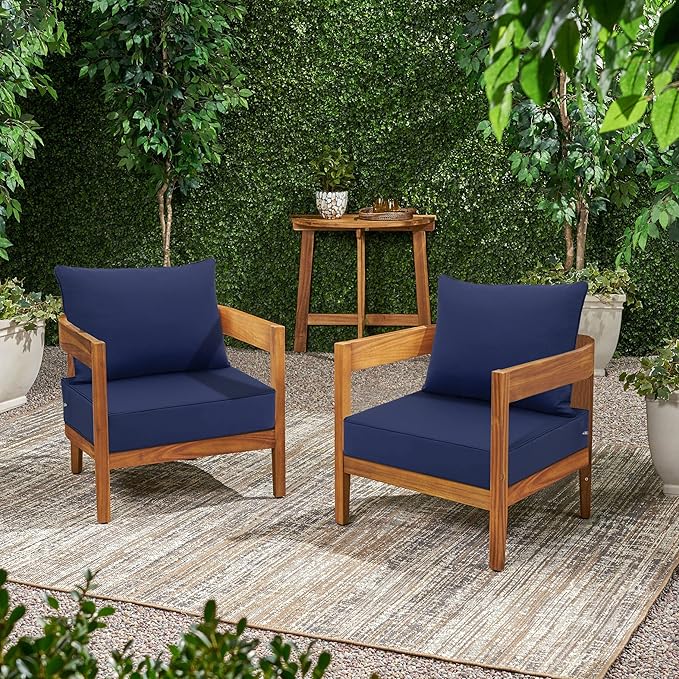 Favoyard Outdoor Seat Cushion Set 22 x 22 Inch Waterproof & Fade Resistant Patio Furniture Cushions with Removable Cover Deep Seat & Back Cushion with Handle and Adjustable Straps for Chair Sofa Couch