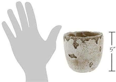 Distressed Weathered Cement Planter, 5 Inches - Unique Stone Plant Pot for Indoor Outdoor Home Garden Decor