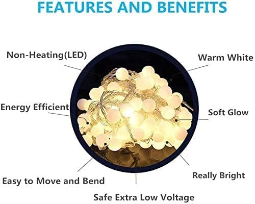 Globe String Lights Plug in 65.6 Feet 150 led,8 Modes Fairy String Lights,Indoor String Lights for Bedroom,Classroom,Outdoor String Lights for Patio,Garden,Party,Wedding-Warm White
