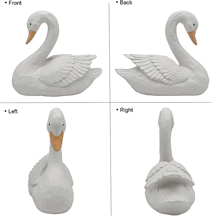 White Swan Figurine - Home Decor Exquisite Sculpture Resin，Artistic White Goose Statue Craft for Elegant Outdoor Garden and Yard Decoration, 7.48 Inches
