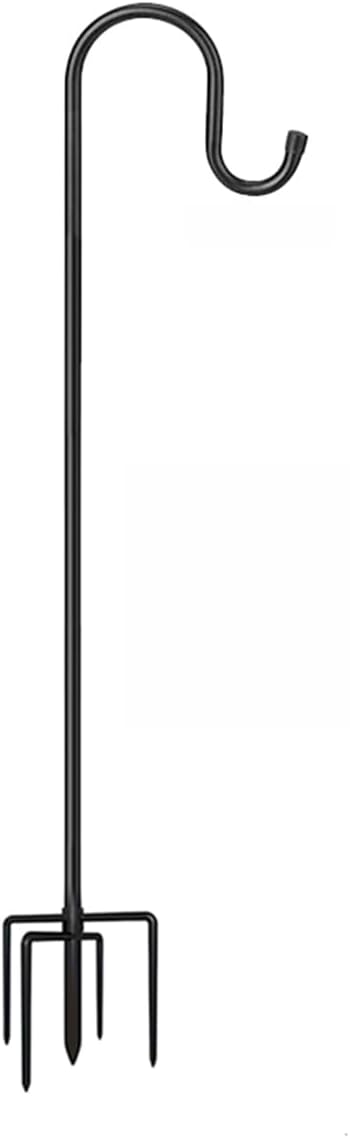 CMASTER Shepherd Hook for Outdoor, 1 Pack 92 Inch Bird Feeder Pole with 5 Prong Base Heavy Duty Adjustable Garden Hook for Hanging Plant, Hummingbird Feeder, Lantern(92 Inch)