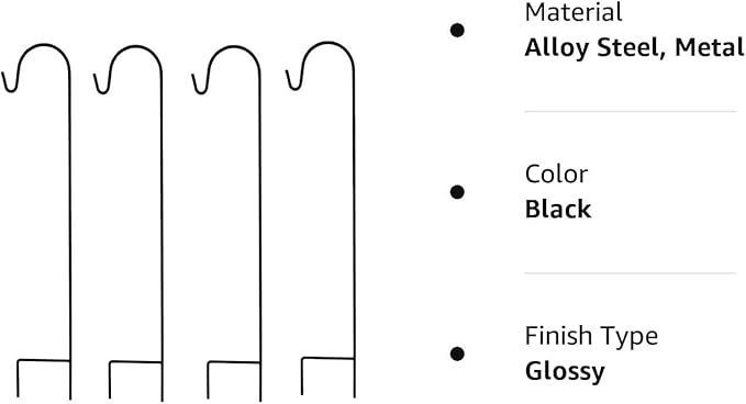 Ashman Shepherd's Hooks 35 Inch (24 Per Pack), Black, Made of Premium Metal for Hanging Solar Lights, Bird Feeders, Mason Jars, Christmas Lights, Lanterns, Garden Stakes and Wedding Décor.