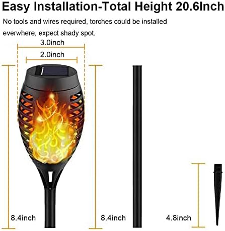 Kurifier 12Pack Flickering Flame Solar Torch Lights for Garden Decor, Waterproof Solar Lights Outdoor Decorative, Outdoor Decorations for Yard Porch Lawn Patio Outside Decor-Luces Solares para Jardin