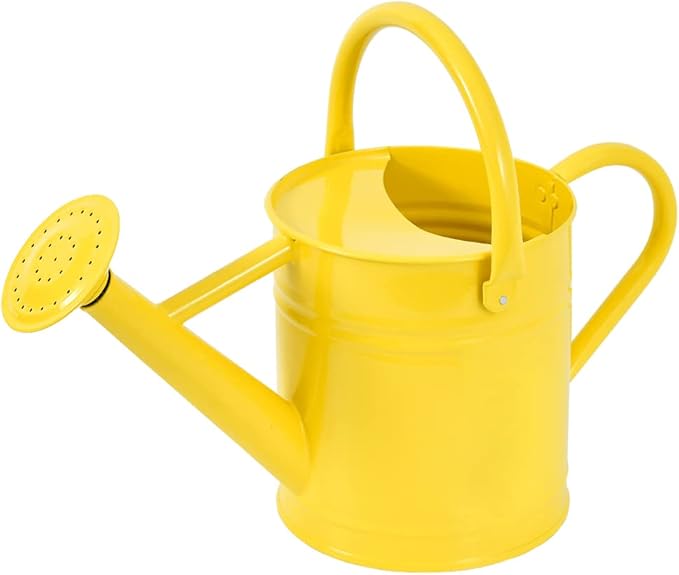 Metal Watering Can for Outdoor and Indoor Plants, Watering Can Decor, 1 Gallon (Yellow)