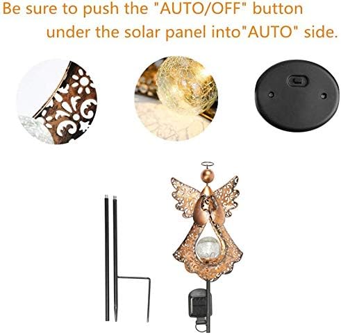 Solar Garden Stake Lights – Metal Angel Solar Warm White LEDs Stake Light Memorial Gift - Solar Angel Lights Perfect as Angel Remembrance Gifts & Sympathy Gifts