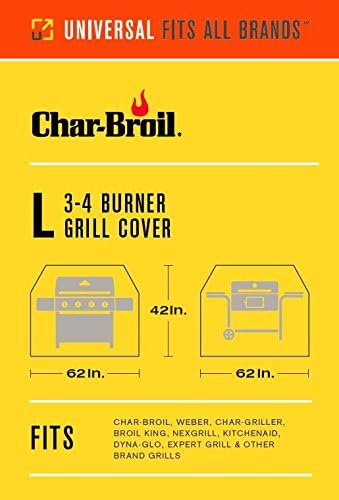 Char-Broil 3-4 Burner Grill Cover + SAFER Nylon Bristle Grill Brush Bundle