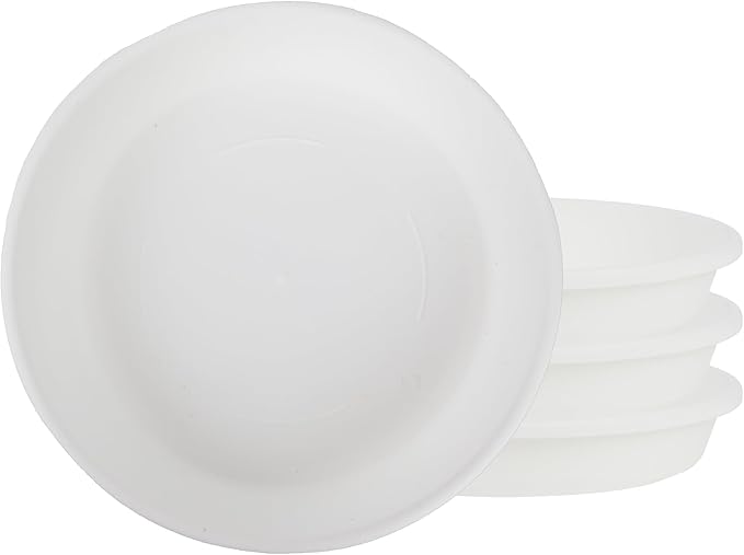 The HC Companies Flower Pot Saucers - Plastic Plant Saucer for Outdoors & Indoors - Traditional Design Plant Pot Trays for Water Drainage - Durable & Stylish Round Plant Tray (6-inch White)
