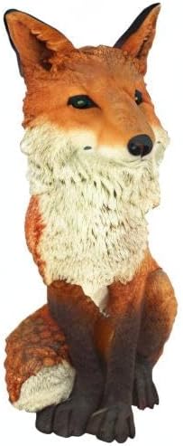 Design Toscano Simon The Woodland Fox Indoor/Outdoor Garden Statue for Patio, Pool or Lawn, 18 Inch Tall, Cast Stone Resin, Red Orange Paint
