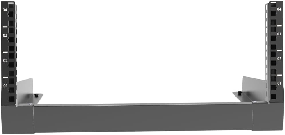 JINGCHENGMEI 4U Desktop Network Rack 19 inches Small Open Frame Rack 2 Post Free-Standing Tabletop Rack for Server, Patch Panel, Data, AV, IT,Studio or Networking Equipments (4U)