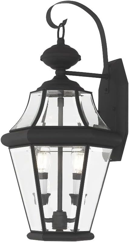 Livex Lighting 2261-91 Georgetown 2 Light Outdoor Wall Lantern, Brushed Nickel