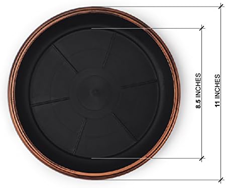 11" Decorative Heavy Duty Tray/Saucer (2 Pack) Rustic Medieval/French Country Look, Pot/Planter Base for Indoor/Outdoor Decor Use. Long Lasting, Reusable Light Weight (11 inches, Copper)