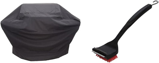 Char-Broil 3-4 Burner Grill Cover + SAFER Nylon Bristle Grill Brush Bundle