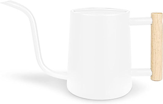 Watering Can Indoor Plants, 35 oz/1000 ml Metal Stainless Steel Watering Can Pot with Long Spout for Indoor House Plants Bonsai Outdoor Garden Flower Decorative (White)