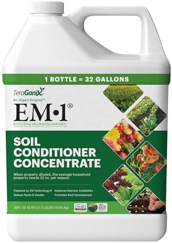 TeraGanix EM-1 Soil Conditioner (1 Btl = 32 Gal), Microbial Inoculant Concentrate, Plant Growth, Root Enhancer, Liquid Probiotic for Soils & Plants, Seed Germination, Gardening, Lawn Care (32 fl oz)