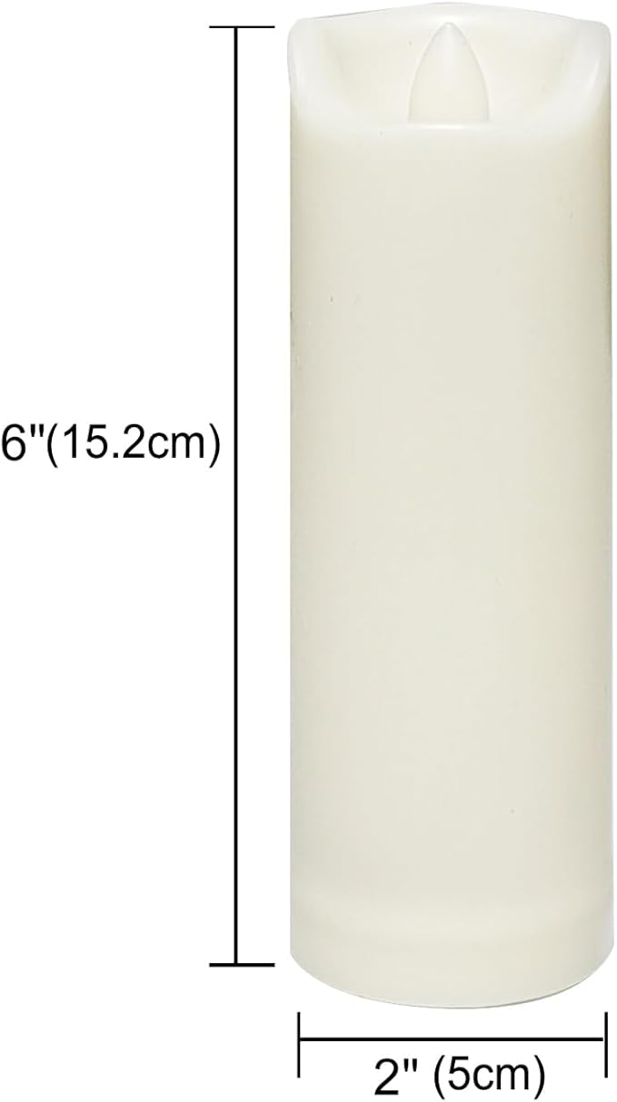 CANDLE CHOICE Waterproof Outdoor Battery Operated Flameless Candles with Auto Timer Flickering Plastic Resin Electric LED Slim Pillar Lights for Lantern Patio Garden Wedding Decorations 2”x6” 2 Pack