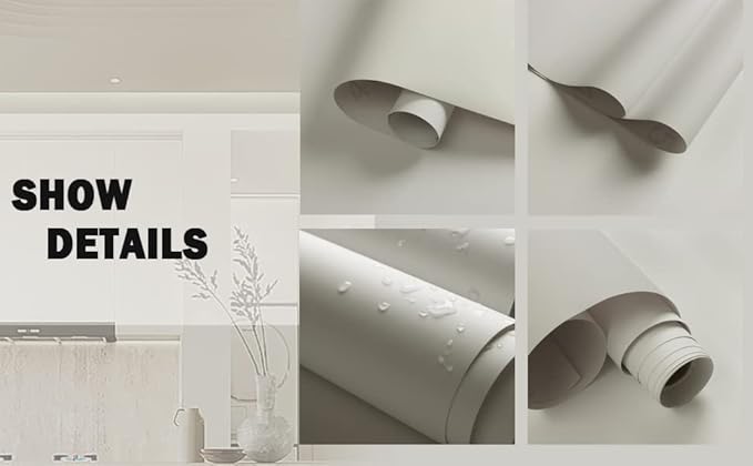 Dimoon 118''x15.7'' Cream Skin Peel and Stick Wallpaper Contact Paper Modern Self Adhesive Wall Paper Removable Renter Friendly Textured Solid Color Cabinet Vinyl Roll (118''x15.7'',Cream Skin)