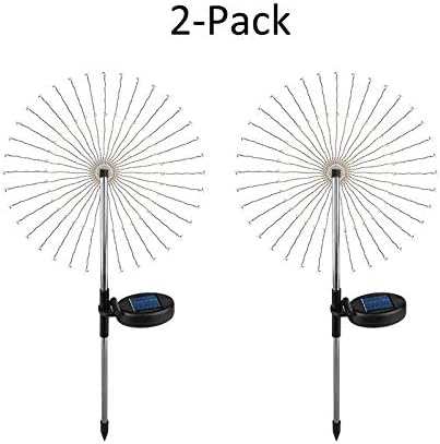 DIY Solar Garden Lights ETL Certified, 105 LED Solar DIY Flowers Fireworks Stars Lights Outdoor, RockyMars Waterproof Solar Powered Pathway Lights for Path Lawn Walkway Patio Yard Christmas, 2 Pack
