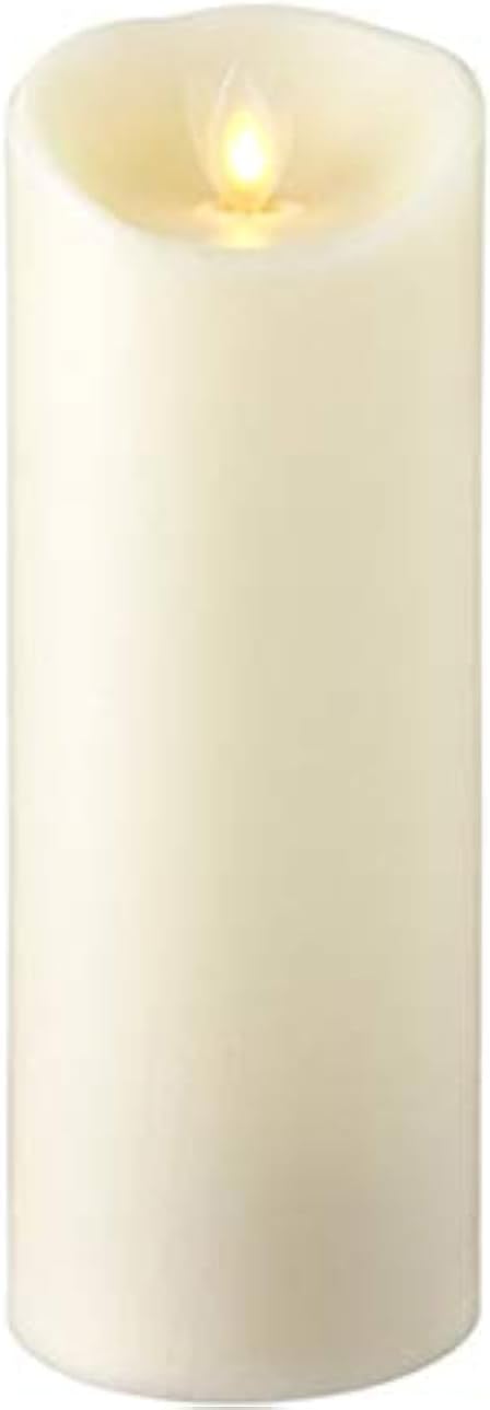 3"X8" Moving Flame Ivory Pillar Candle - Elegant Flameless Lighting Accent and Decorative Light Source - Flickering Scented Candles for Entryway, Garden, Patio, Bathroom and Living Room