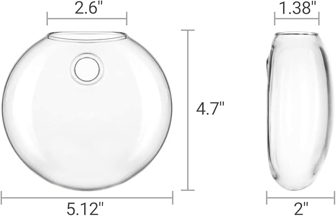 Mkono Wall Hanging Glass Terrariums Planter Oblate Flower Vase for Hydroponics Plants, Bathroom, Home Office Living Room Decor, Set of 2