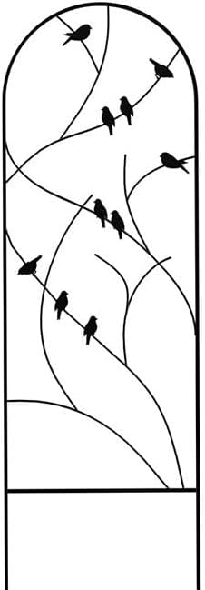 Panacea Perching Birds Metal Trellises, Black, 72" H, Pack of 5 – Powder Coated Garden Trellis with Bird Accents – Arch Top Plant Supports for Climbing Plants, Outdoor Decorative Lattice