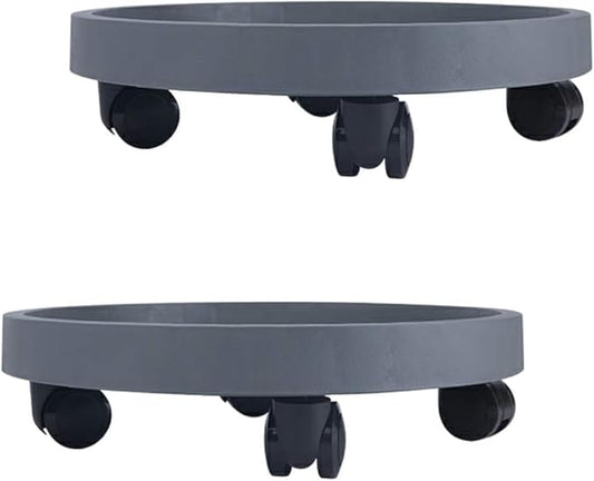 WanderingDonkey 2 Pack of 9.8 Inch Heavy Duty Plant Caddy with Wheels,Rolling Plant Stand Pot Trolley, Potted Flower Mover Dolly with Casters Round Coaster for Indoor Outdoor, Brown