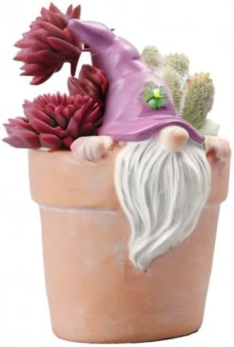 Newman House Studio Spring-Gnomes Flower-Pots Easter Decorations Cactus-Succulents - Easter Decorative Purple Planter Pots Unique Garden Pots with Drainage Hole for Indoor Outdoor 3 x 3.5 x 5 inch