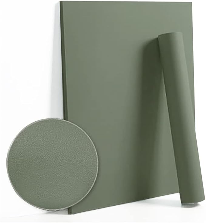 Dimoon 78.7"x15.7" Leaf Green Peel and Stick Wallpaper Green Leaf Thicken Waterproof Contact Paper Solid Grey Green Gray Wall Paper Self Adhesive Wallpaper Removable Shelf Drawer Liner Vinyl Roll