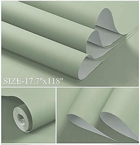 Dimoon 787''x17.7'' Green Peel and Stick Wallpaper Contact Paper Modern Self Adhesive Wall Paper Removable Renter Friendly Textured Solid Color Shelf Cabinet Vinyl Roll (787''x17.7'',Light Green)