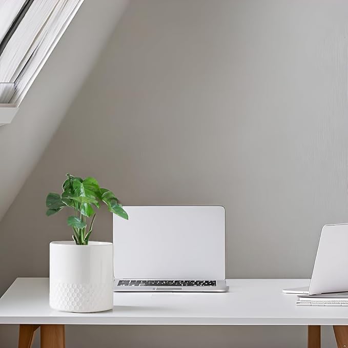 Docrin Ceramic Planters Indoor, 8 Inch Plant Pots with Drainage Holes for Home/Office - White Honeycomb