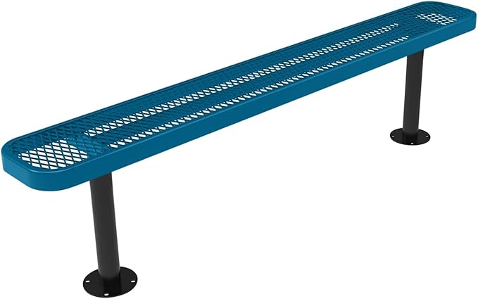 Coated Outdoor Furniture Heavy-Duty Outdoor Bench Thermoplastic Coated, Expanded Metal, Commercial-Grade Seating, Made in America (Surface Without Back, 6 Ft, Light Blue)