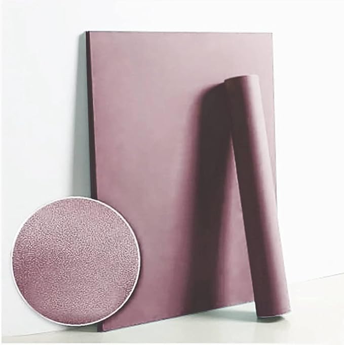 Dimoon 236''x17.7'' Pink Peel and Stick Wallpaper Contact Paper Modern Self Adhesive Wall Paper Removable Renter Friendly Textured Solid Color Shelf Cabinet Vinyl Roll (236''x17.7'',Grey Pink)