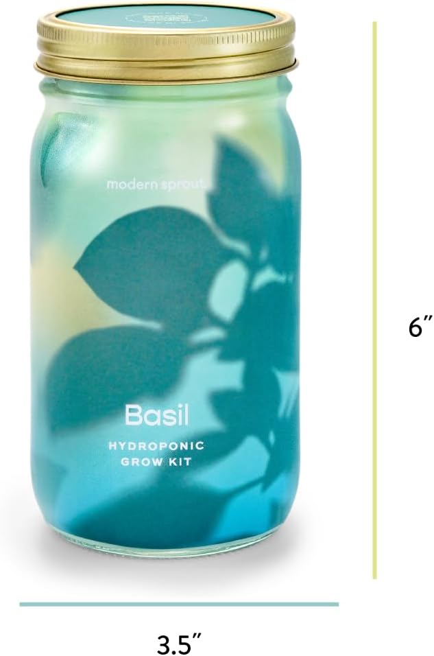 Modern Sprout New & Improved Mason Jar Grow Set, Indoor Herb Garden, Seed Starter Set, Organic Seeds, Hydroponic Growing (Basil + Lavender)