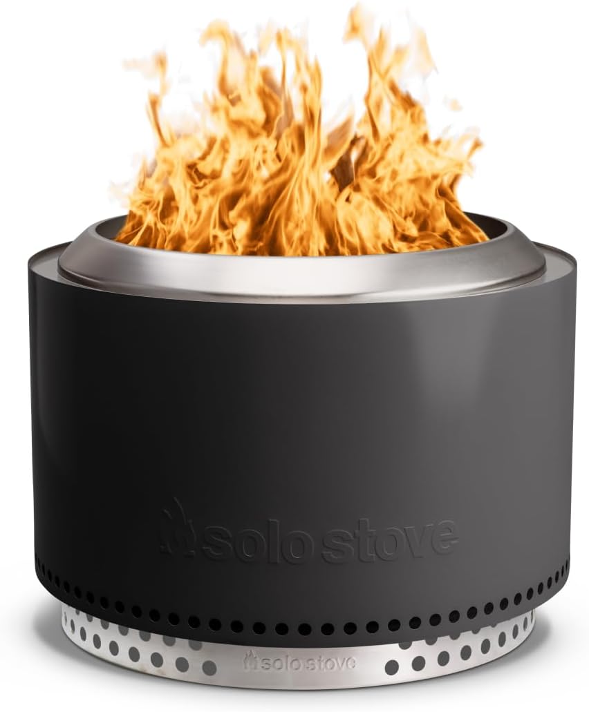 Solo Stove Yukon 2.0 + Stand, 27 Inch Smokeless Fire Pit – Portable Stainless Steel Outdoor Fireplace - 360° Airflow Technology and Removable Ash Pan – Ideal for 6 or More People, 43.9lbs, Ash