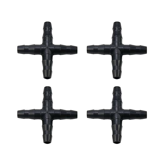 Dnyta 50pcs Drip Irrigation Barbed Coupling for 1/4 Inch Irrigation Tubing Drip Irrigation Fittings Drip Line Connectors Barb Fittings PVC for Plant Drip or Yard Spray Irrigation