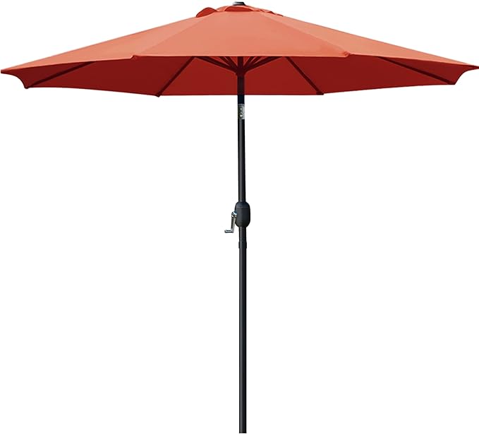 Sunnyglade 9' Patio Umbrella Outdoor Table Umbrella with 8 Sturdy Ribs (Orange)