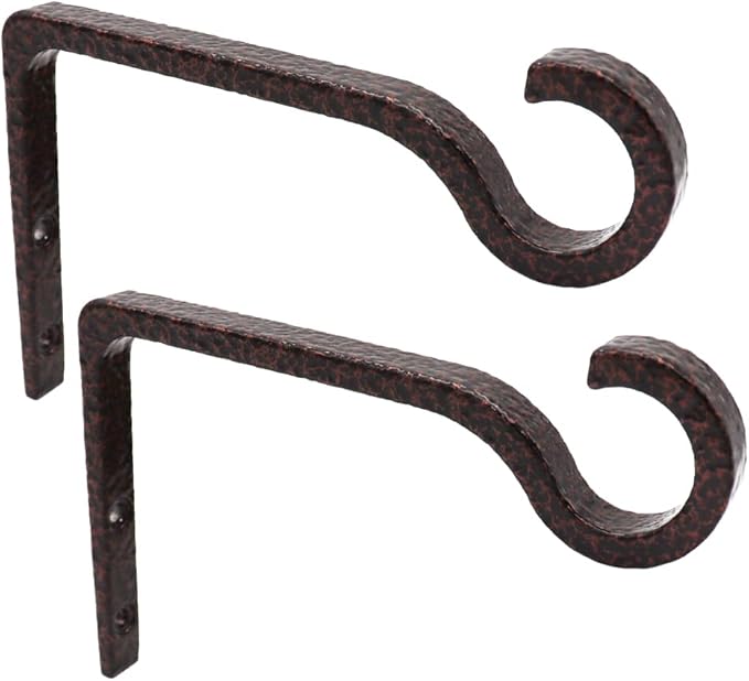 Hanging Plant Bracket 6inch Metal Plant Hook Shepherds Hook Decorative Wall Plant Hanger for Hanging Lanterns, Bird Feeder, Flower Basket Indoor & Outdoor (2, Bronze hammertone)