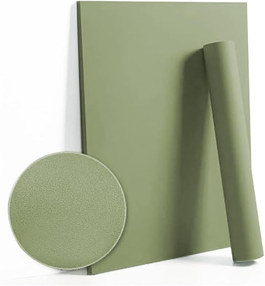 Dimoon 236''x17.7'' Green Peel and Stick Wallpaper Contact Paper Modern Self Adhesive Wall Paper Removable Renter Friendly Textured Solid Color Shelf Cabinet Vinyl Roll (236''x17.7'',Olive Green)