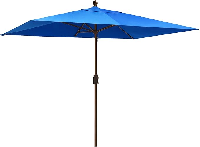 EliteShade USA 10-Year-Non-Fading 6.5x10Ft Rectangular Market Umbrella Patio Umbrella Outdoor Table Umbrella with Ventilation（Royal Blue）