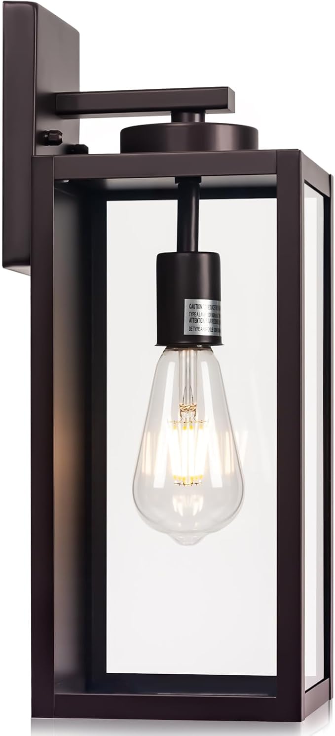 Oil-Rubbed Bronze Outdoor Wall Light Fixture, Large 16" ORB Exterior Wall Lantern, Farmhouse Porch Sconce Lighting, Modern Wall-Mounted Outside Lights for House, Garage, Patio Lamp